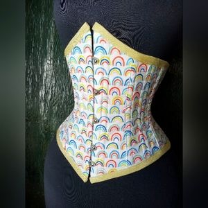 Handmade Victorian steel boned Victorian underbust rainbow by LaBelleFairy 20"